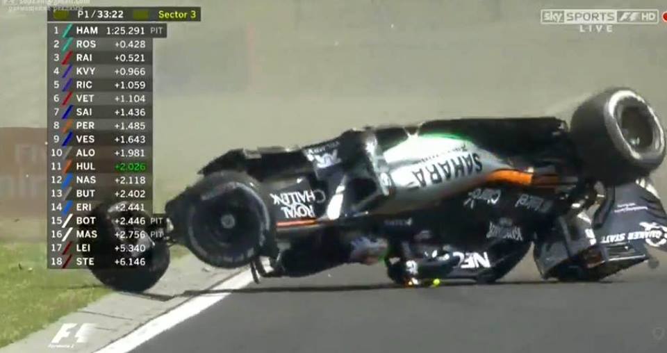 Perez Ungheria F1 2015 crash