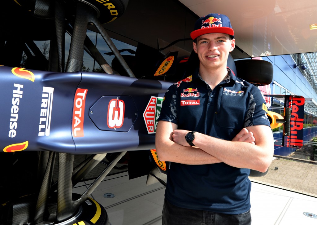 MILTON KEYNES, UNITED KINGDOM - MAY 05: Max Verstappen of the Netherlands and Red Bull Racing next to the Red Bull Racing RB12 on May 5, 2016 at the Red Bull Racing Factory, Milton Keynes, England. (Photo by Tony Marshall/Getty Images)