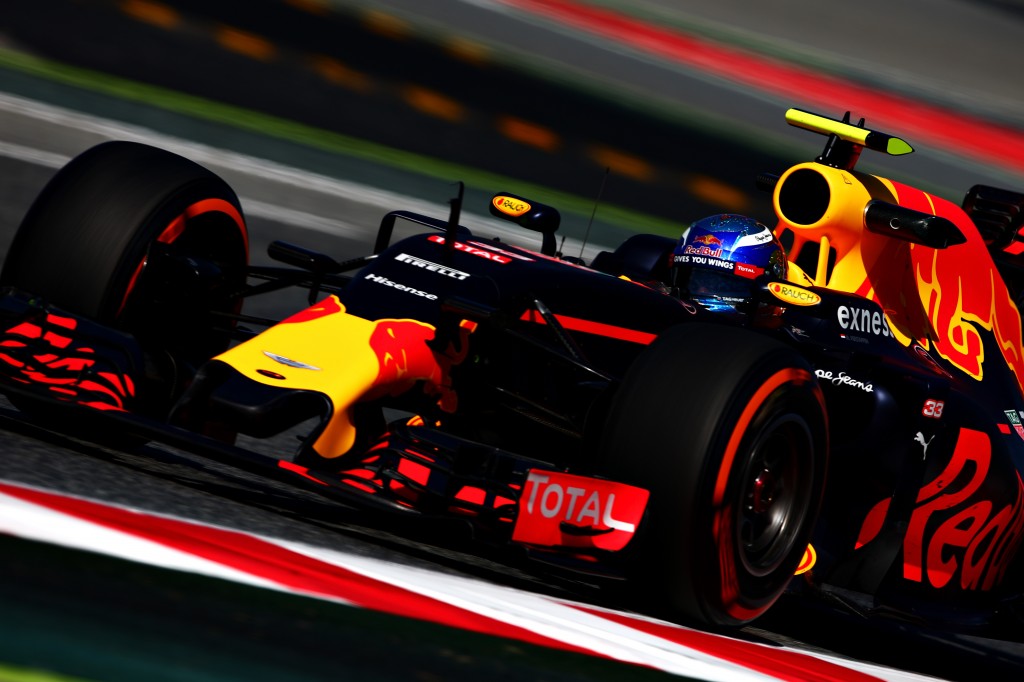MONTMELO, SPAIN - MAY 13: Max Verstappen of the Netherlands driving the (33) Red Bull Racing Red Bull-TAG Heuer RB12 TAG Heuer on track during practice for the Spanish Formula One Grand Prix at Circuit de Catalunya on May 13, 2016 in Montmelo, Spain. (Photo by Dan Istitene/Getty Images)