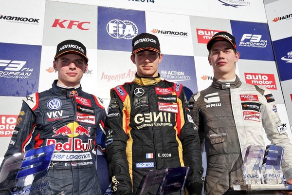 Ocon campione F3 2014 davanti a Blomqvist e Verstappen