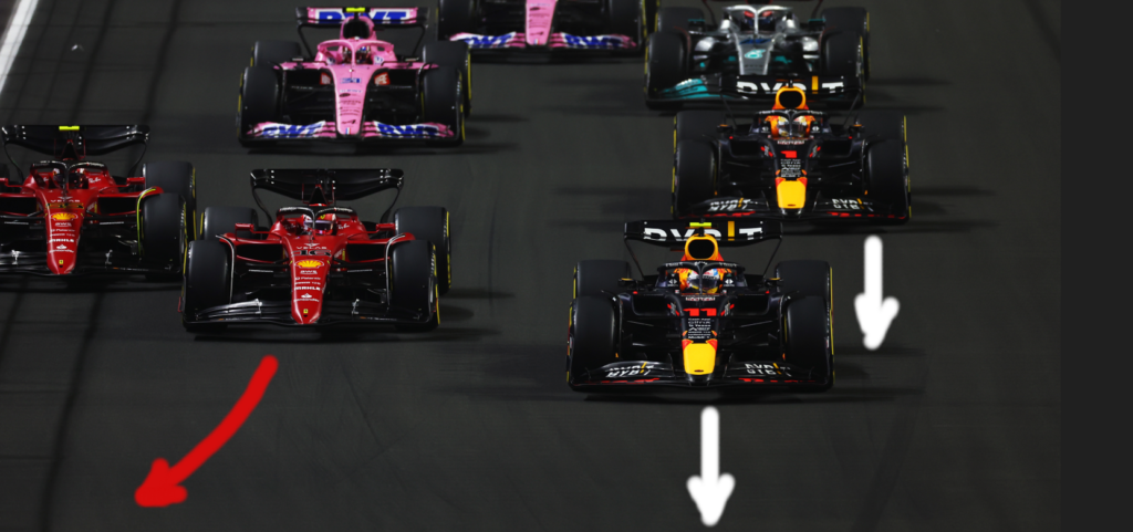 Leclerc e Sainz alla partenza del Gp dell'Arabia Saudita